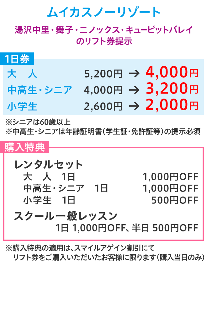 リフト券 舞子 中里 ムイカ 二ノックス キューピット 共通券 x3 リフト券 舞子 中里 ムイカ 二ノックス キューピット 共通券 x3